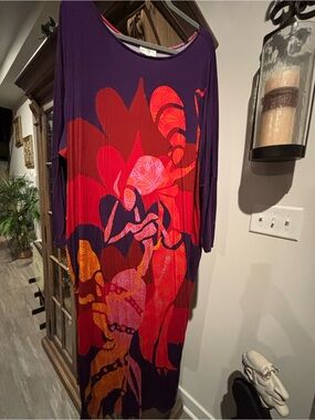 Sassy Jones Purple Dress (Dancing Ladies)with Red, Purple Print
